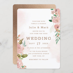 Invitation Mariage d'aquarelle Vintage Rose