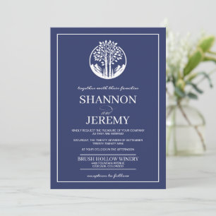 Invitation Mariage d'arbre bleu marine