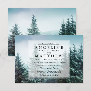 Invitation Mariage d'arbre vert de la forêt de bois