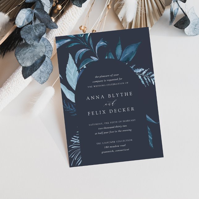 Invitation Mariage d'arc bleu d'hiver Azure (Créateur téléchargé)