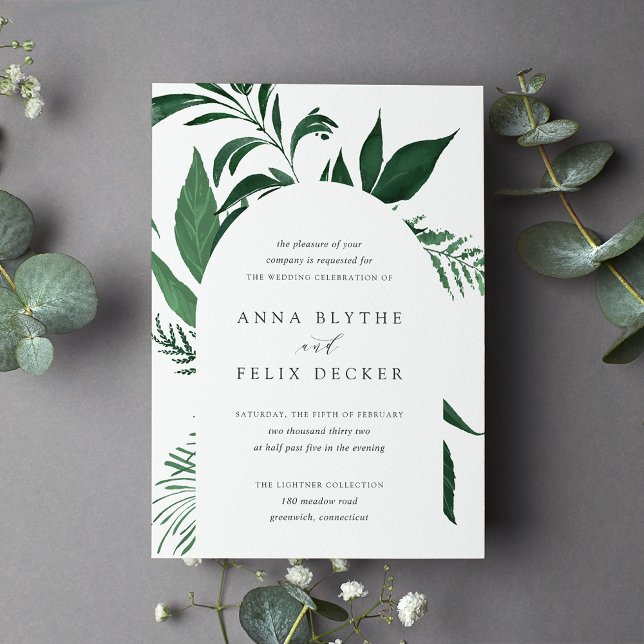 Invitation Mariage d'arc botanique vert de la forêt sauvage (Créateur téléchargé)