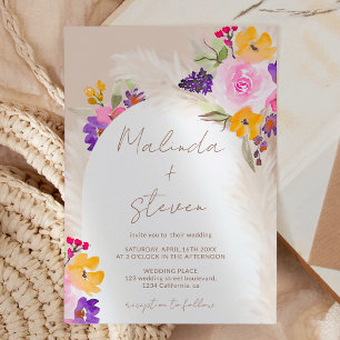 Invitation Mariage d'arc de désert Boho rose fleuri