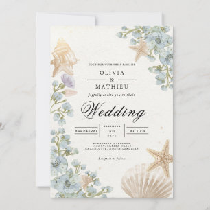 Invitation Mariage d'arc de fleur côtière