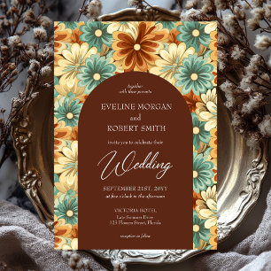 Invitation Mariage d'arc de fleurs super rétro