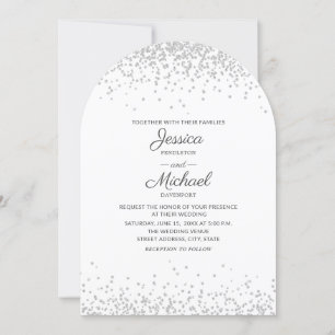 Invitation Mariage d'arc de Parties scintillant blanc élégant