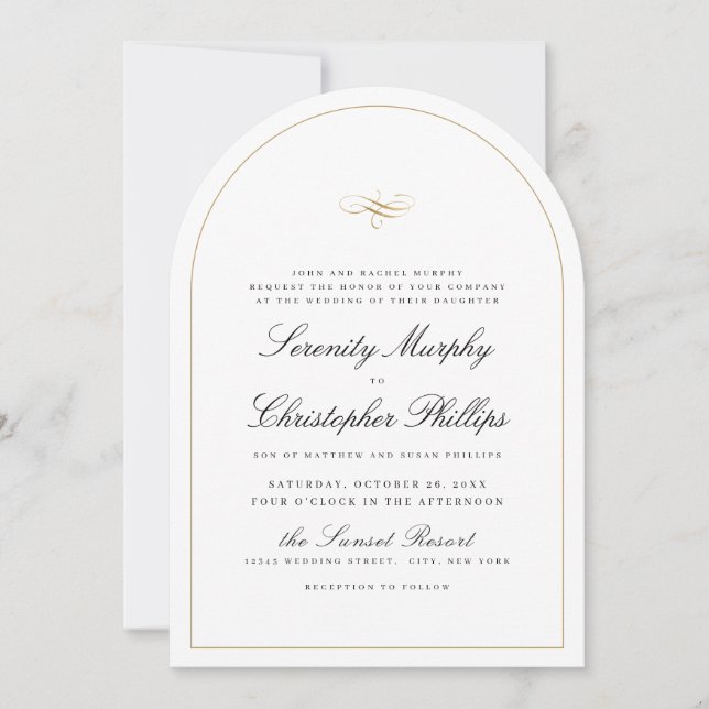 Invitation Mariage d'arc de script d'élégance classique simpl (Devant)