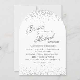 Invitation Mariage d'arc de script élégant de Parties scintil