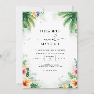 Invitation Mariage d'arc en feuillage de palme luxuriante