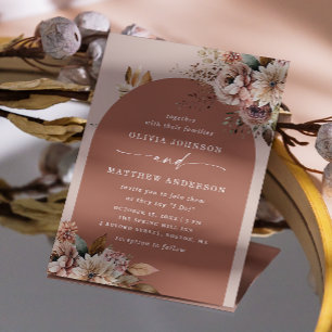 Invitation Mariage d'arc en terre battue Automne   Boho Flora