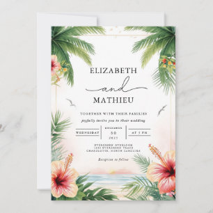 Invitation Mariage d'arc floral de palme tropicale