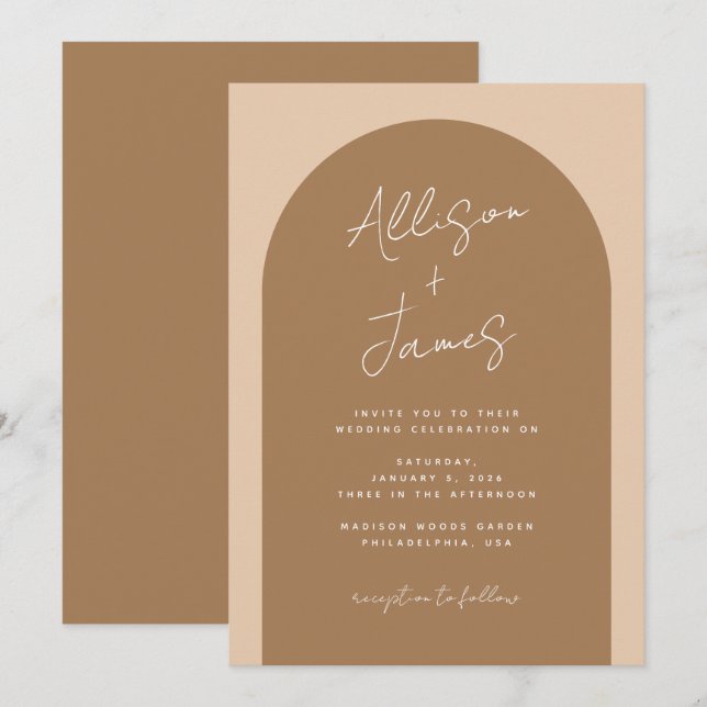 Invitation Mariage d'arc minimaliste élégant moderne (Devant / Derrière)