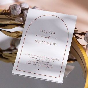 Invitation Mariage d'arc minimaliste. Photo moderne et code Q