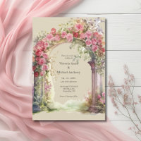 Mariage d'arc rose et rouge fleuri
