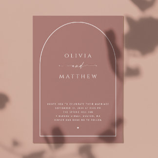 Invitation Mariage d'arc Rose foncé | Photo romantique + QR