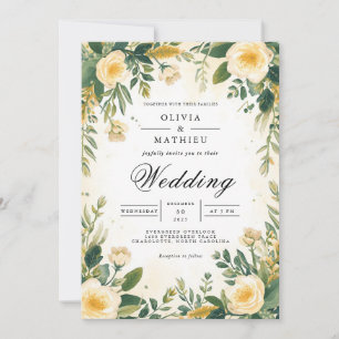 Invitation Mariage d'arche botanique jaune doux