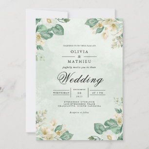 Invitation Mariage d'arche botanique Sage & Cream