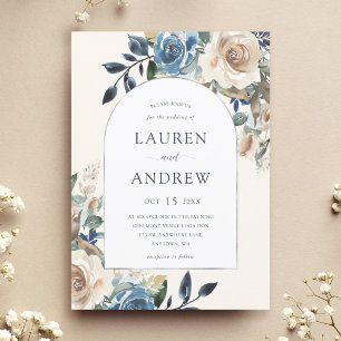 Invitation Mariage d'arche d'argent bleu de la marine
