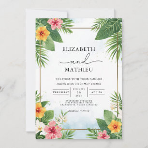 Invitation Mariage d'arche de palme tropicale vibre