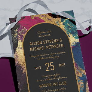 Invitation Mariage d'arche en or noir
