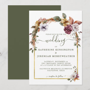 Invitation Mariage d'arche fleurie Boho rustique