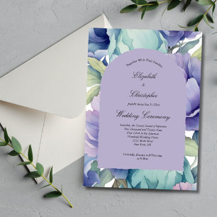 Invitation Mariage d'arche florale bleu violet