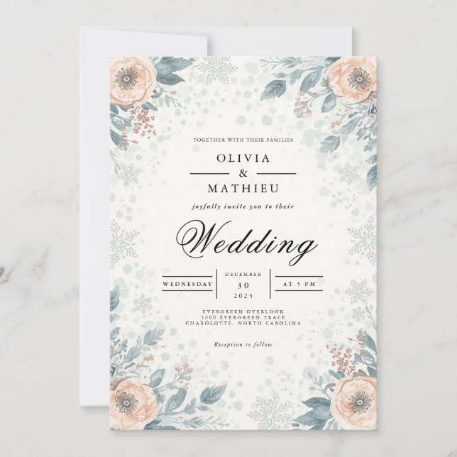 Invitation Mariage d'arche florale en fleurs coupées (Devant)