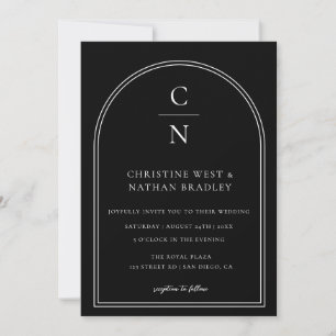 Invitation Mariage d'arche Monogram moderne