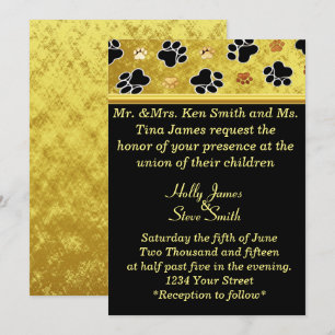 Invitation Mariage d'arrangement de patte de feuille d'or