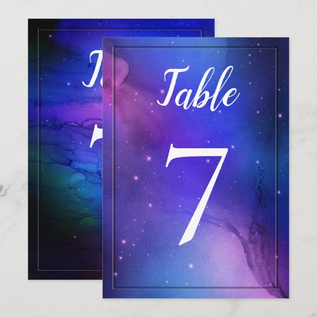 Invitation Mariage d'art céleste de Nebula violette Numéro de (Devant / Derrière)