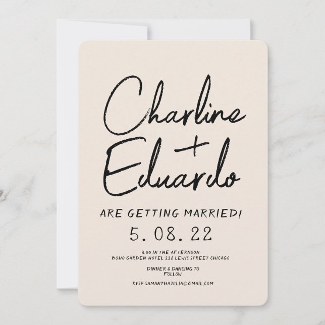 Invitation Mariage d'art contemporain rétro (Devant)