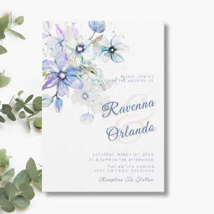 Invitation Mariage d'Art Floral Botanique Pastel d'Hiver Roma