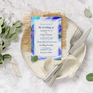 Invitation Mariage d'art fluides en marbre bleu