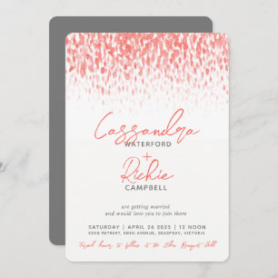 Invitation Mariage d'art gris corail vivant en cascade