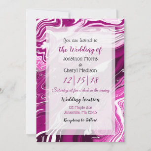 Invitation Mariage d'art magenta et blanc