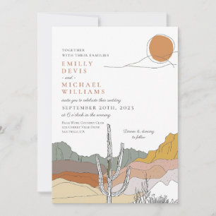 Invitation Mariage d'art moderne Terracotta Desert Line