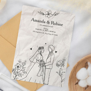 Invitation Mariage d'art papier à fleurs