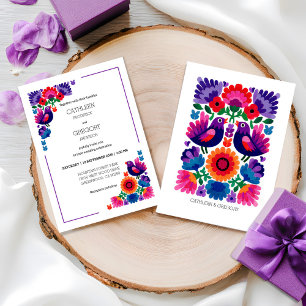 Invitation Mariage d'Art Populaire Coloré et Vibrant Traditio