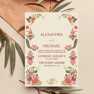 Invitation Mariage d'art populaire floral