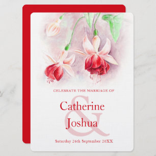 Invitation mariage d'art rose rouge de Fuchsia