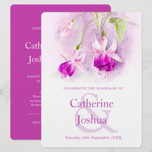 Invitation Mariage d'art rose violet Fuchsia