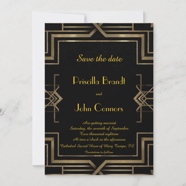 Invitation Mariage Date limite de sauvegarde,noir,Gatsby le m (Devant)