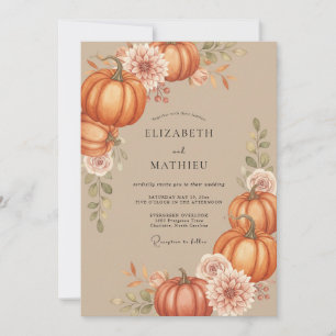 Invitation Mariage d'automne à la citrouille en terre cuite e