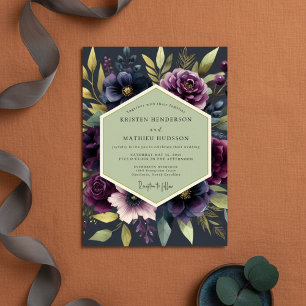 Invitation Mariage d'automne à la floraison de prune profonde