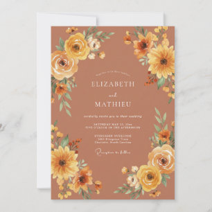 Invitation Mariage d'automne audacieux en terracotta