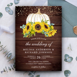 Invitation Mariage d'automne avec citrouille blanche et tourn