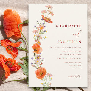 Invitation Mariage d'automne bohème aux fleurs sauvages