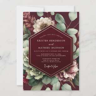 Invitation Mariage d'automne Bourguignon & Sauge de caractère