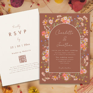 Invitation Mariage d'automne de style boho chic avec arche fl