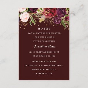 Invitation Mariage d'automne floral confetti or de Bourgogne 
