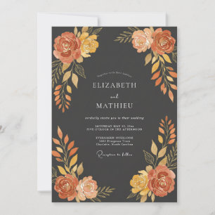 Invitation Mariage d'automne somptueux au charbon